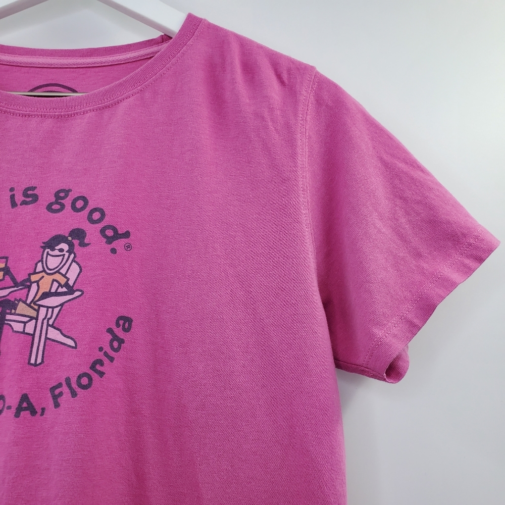 Life is Good Graphic Tee Scenic 30-A Florida Lounge Pink Coastal Grandma - Picture 3 of 8